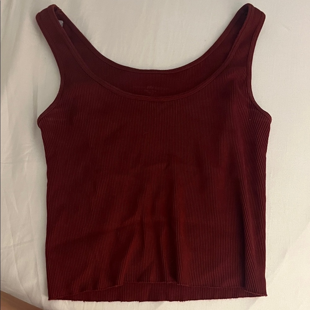 Brandy Melville Ribbed Burgundy Tank Top